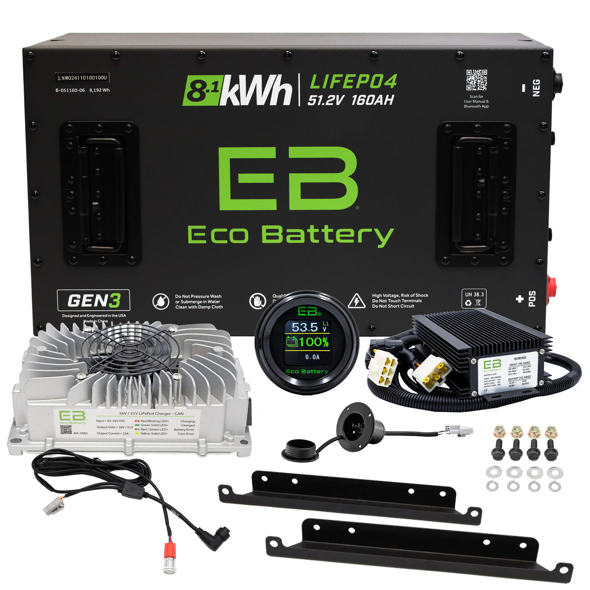 Eco Battery 51V 160Ah Lithium Golf Cart Battery Bundle - Club Car DS H-Frame Gen3