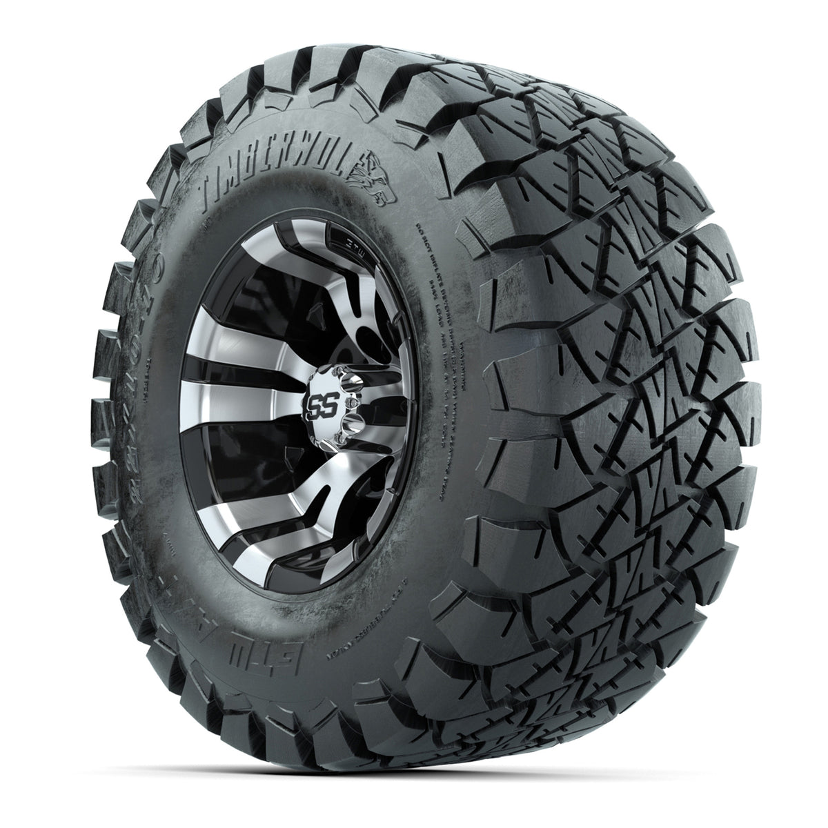 GTW Vampire 10" Black & Machined Wheels with 22" Timberwolf A/T Tires — Set of 4