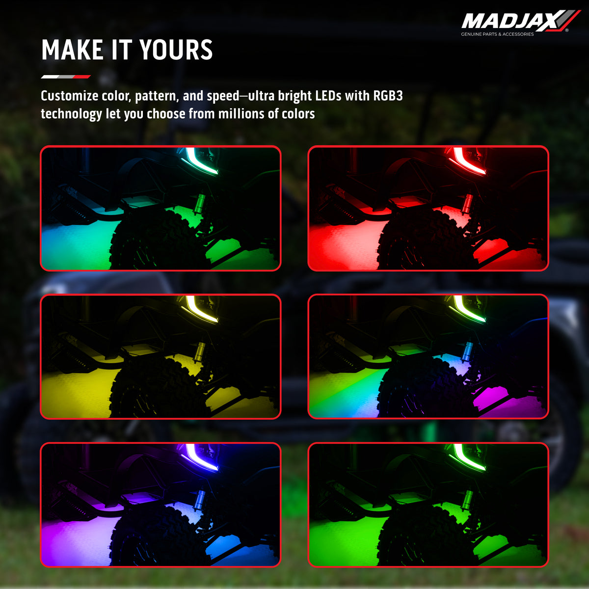MadJax® Universal LUX Underglow Frame LED Light Kit for Golf Carts