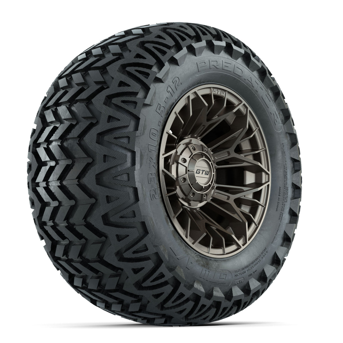 Set of (4) 12" GTW® Stellar Matte Bronze Wheels with 23x10.5-12 Predator All-Terrain Tires