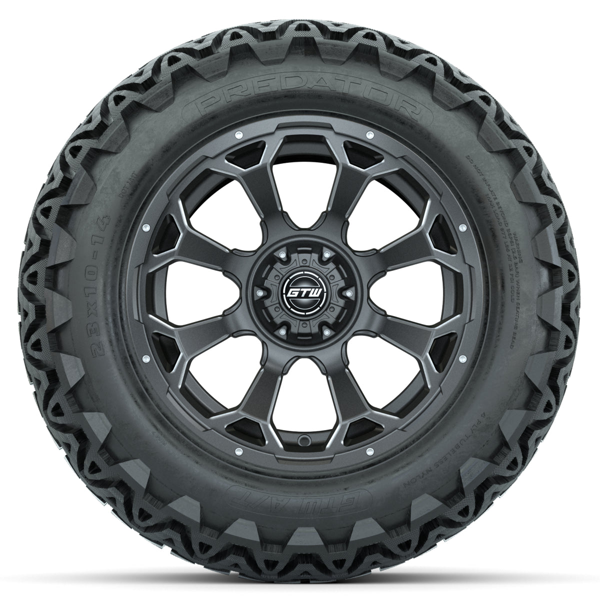 Set of (4) 14" GTW Raven Wheels with 23x10-14 GTW Predator All-Terrain Tires