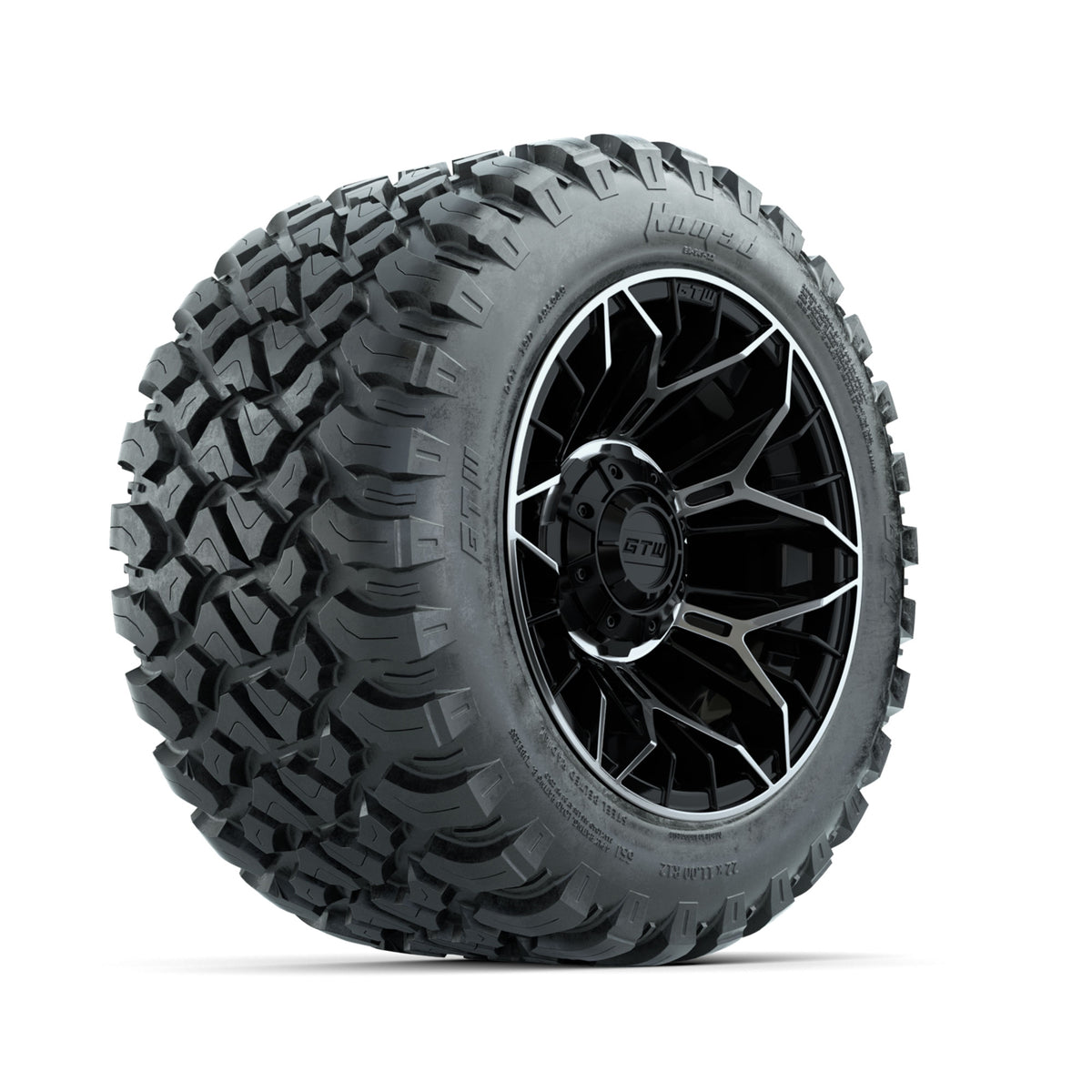 Set of (4) 12" GTW® Stellar Machined & Black Wheels with 22x11-R12 Nomad All-Terrain Tires