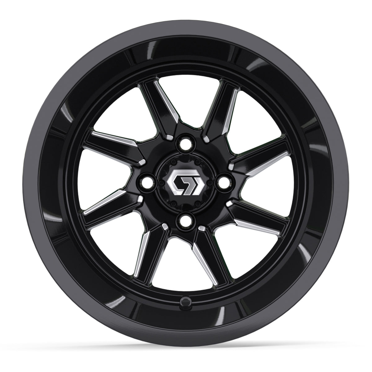 GTW® Reaper Black & Machined 14" Golf Cart Wheel - Single | Deep Dish