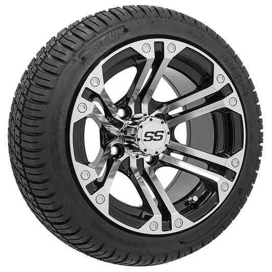 GTW Specter 12" Black & Machined Wheels with 18" Fusion DOT Street Tires — Set of 4