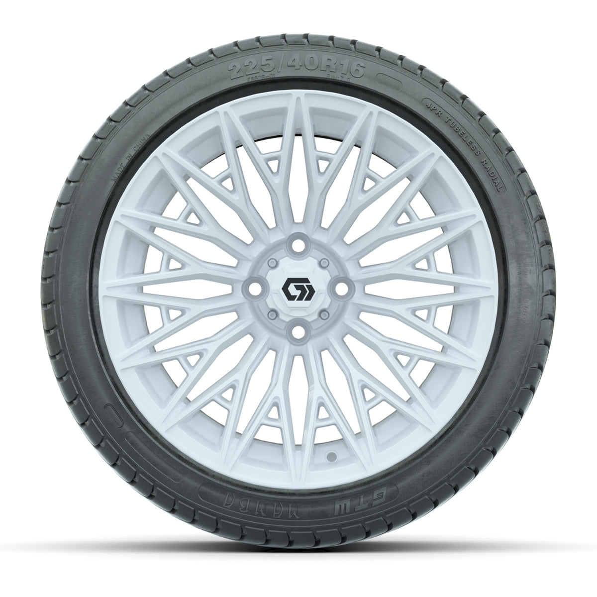 GTW 16" BLUR Gloss White Golf Cart Wheels & 225/40R16 Mamba Street Tire