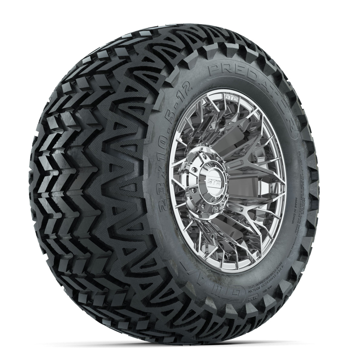 Set of (4) 12" GTW® Stellar Chrome Wheels with 23x10.5-12 Predator All-Terrain Tires