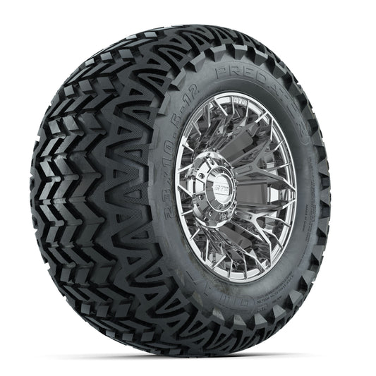 Set of (4) 12" GTW® Stellar Chrome Wheels with 23x10.5-12 Predator All-Terrain Tires
