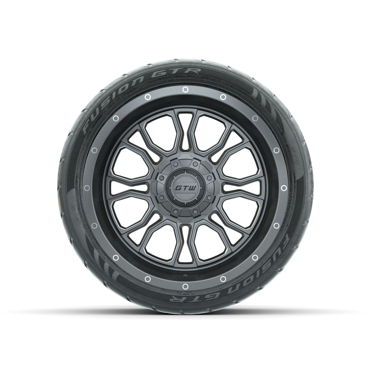 GTW Volt Gunmetal/Machined 14" Wheels with 205/40-R14 Fusion GTR Street Tires - Full Set