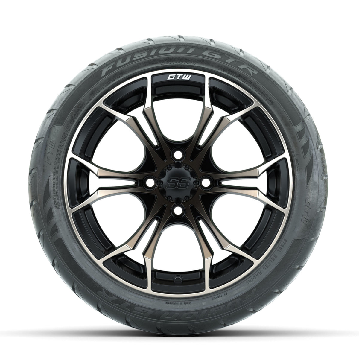 GTW Spyder Bronze/Matte Black 14 in Wheels with 225/40-R14 Fusion GTR Street Tires Full Set