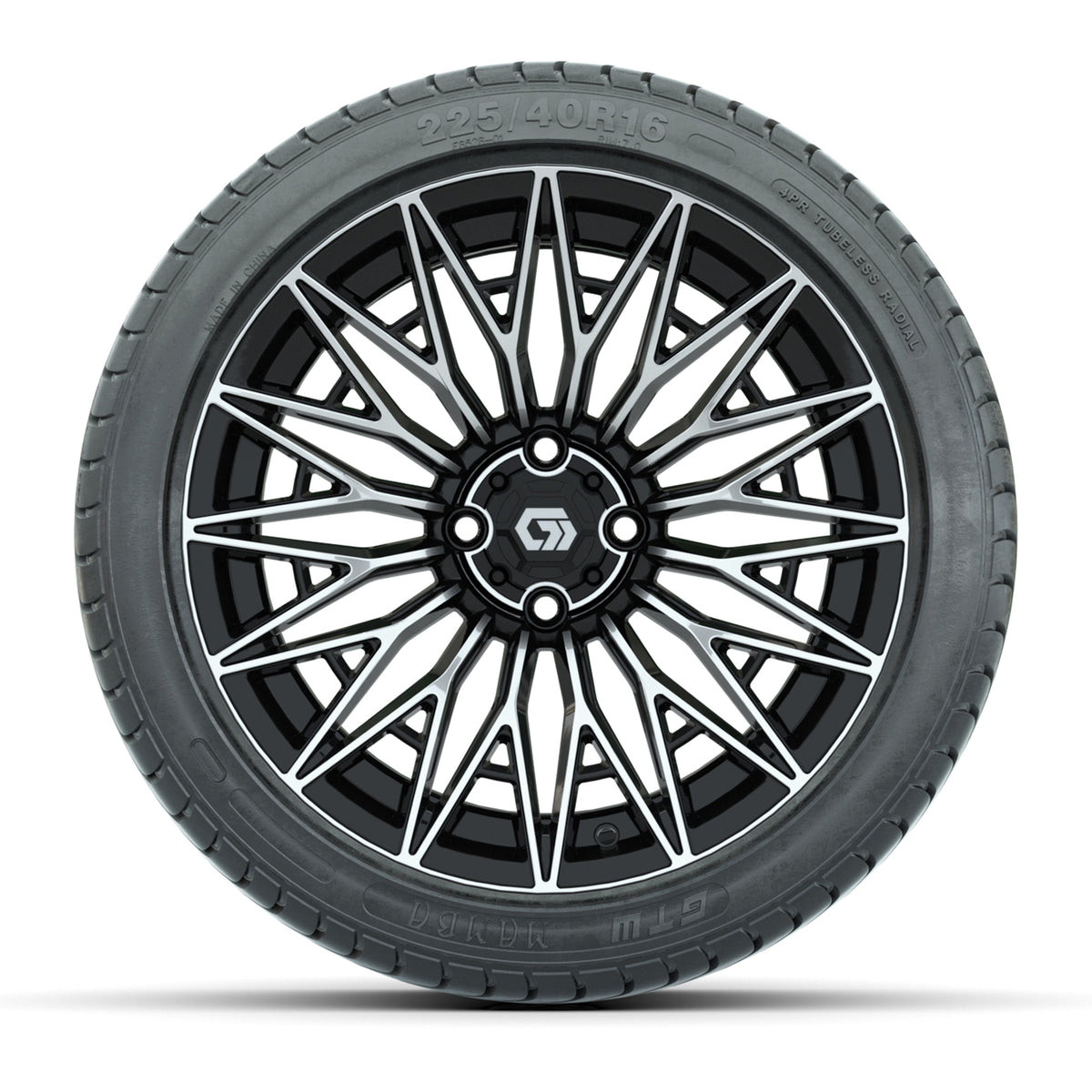 GTW® Blur Black/Machined 16" Wheels with 225/40-R16 Maverick Street Tires - Full Set