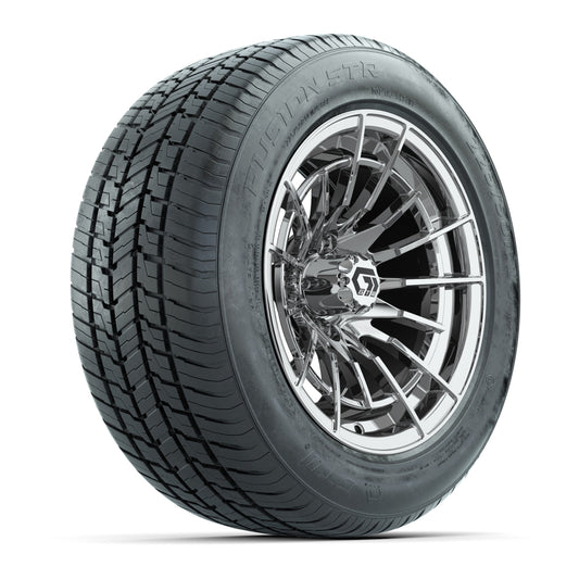 GTW® Boost Chrome 14" Wheels with 225/50-R14 Fusion STR DOT Approved Street Tires - Full Set