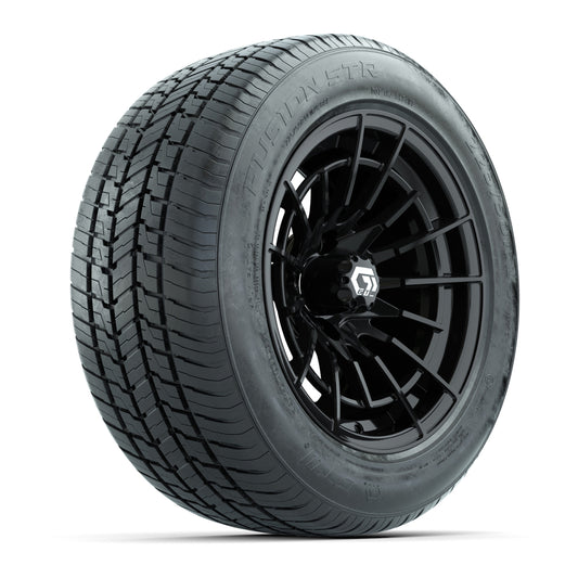 GTW® Boost Gloss Black 14" Wheels with 225/50-R14 Fusion STR DOT Approved Street Tires - Full Set