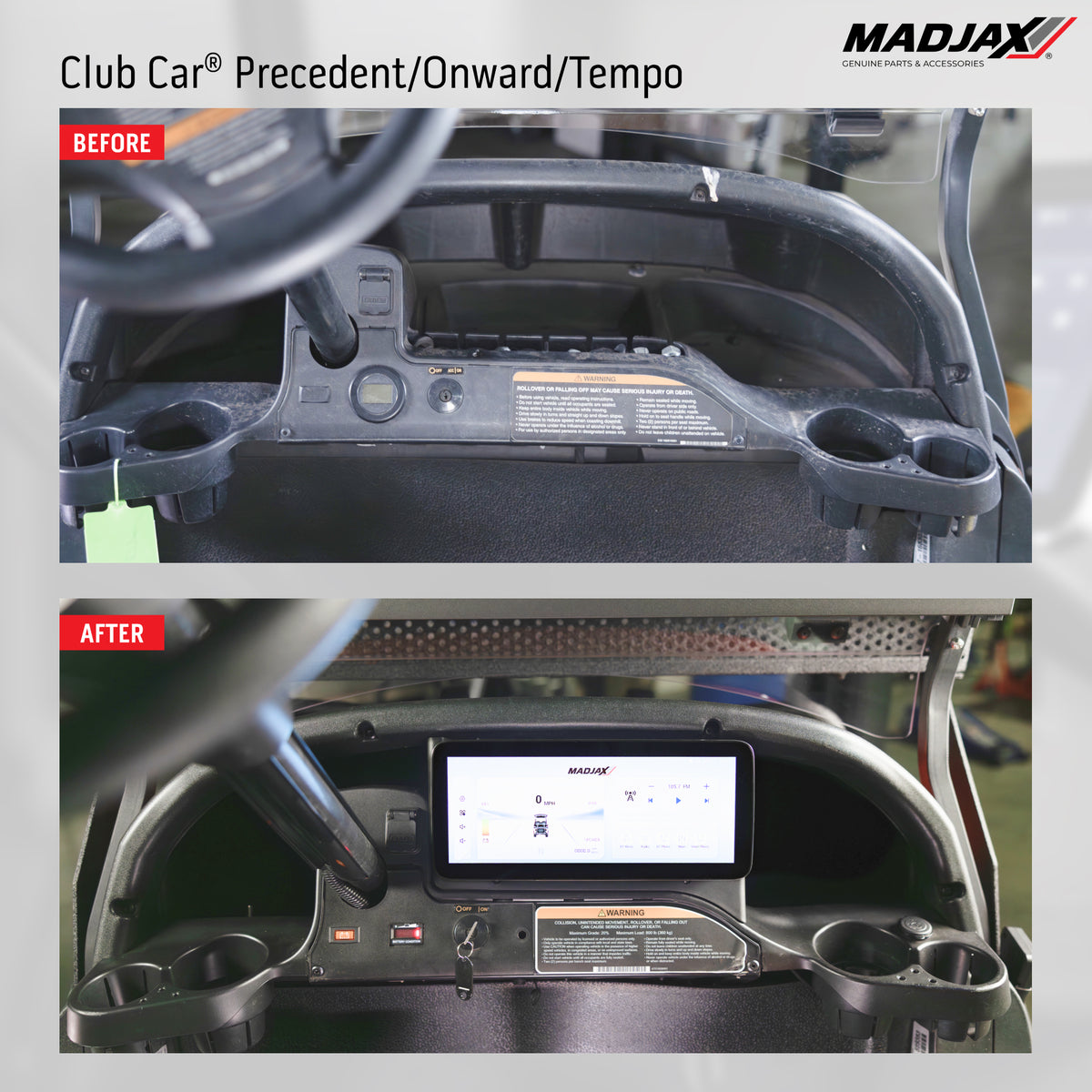 MadJax® Kinect™ Display Screen Kit for A/C motor Club Car Precedent/Tempo/Onward with Bolt Battery Setup