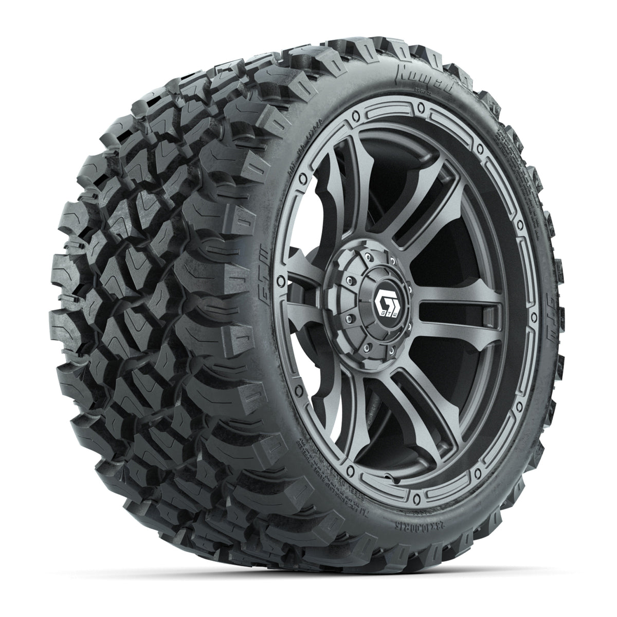 GTW Shogun Gunmetal 15" Wheels with 23x10-R15 Nomad All-Terrain Tires - Set of 4