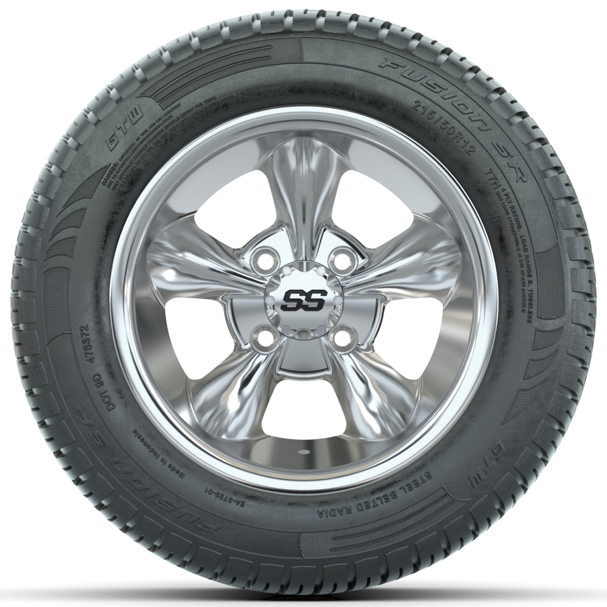 Set of (4) 12" GTW Godfather Wheels with 215/50-R12 Fusion S/R Street Tires