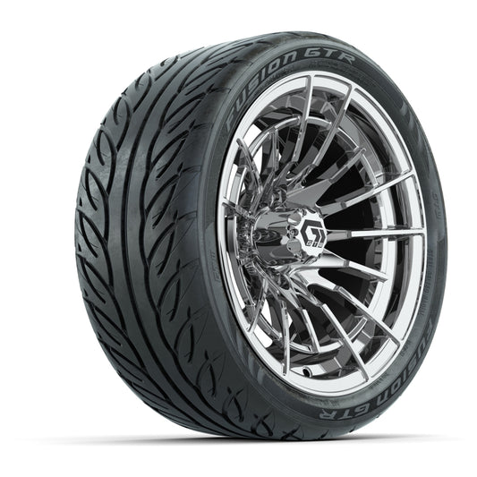 GTW® Boost Chrome 14 in Wheels with 205/40-R14 Fusion GTR Steel Belted Street Tires Full Set