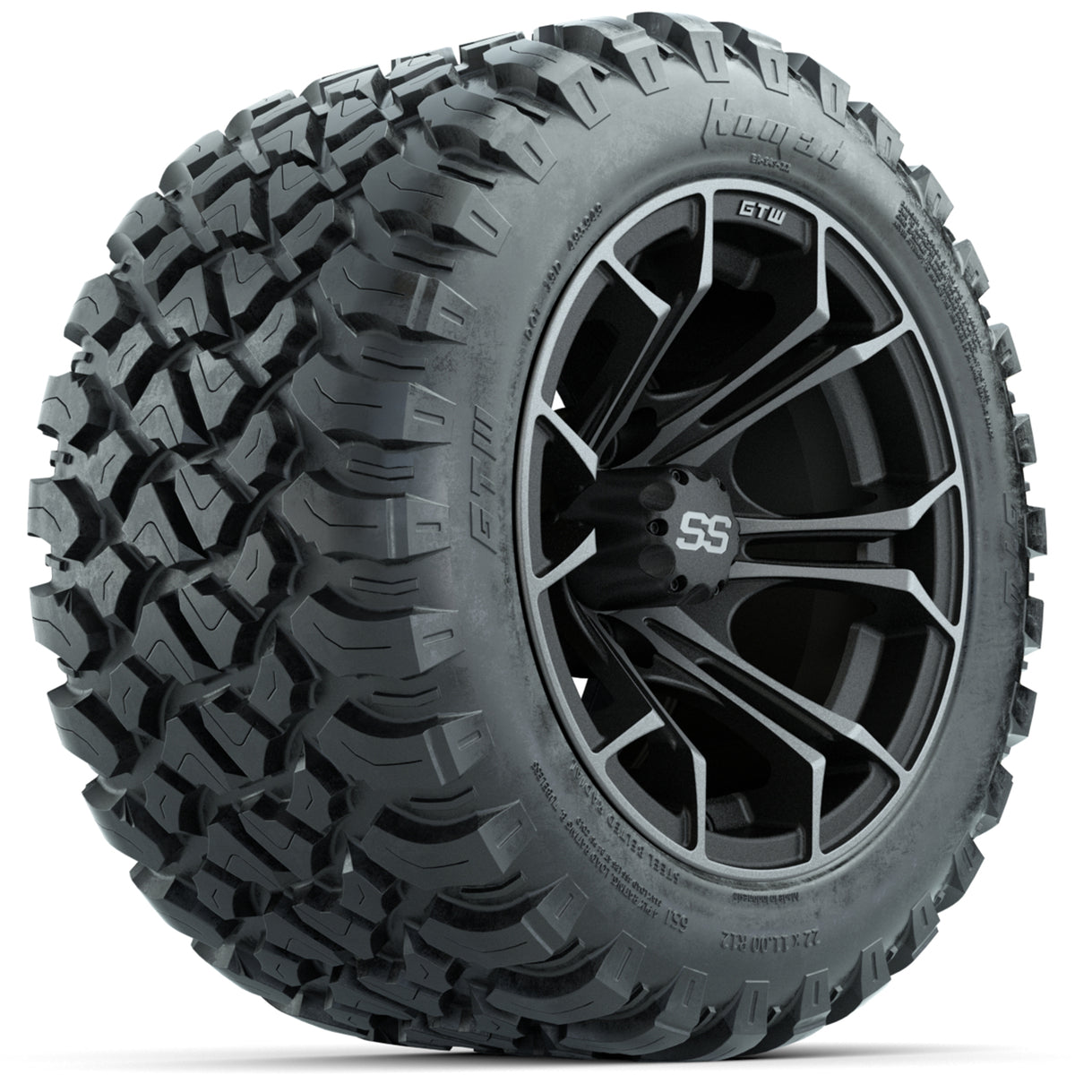 Set of (4) 12" GTW Spyder Wheels with 22x11-R12 GTW Nomad All-Terrain Tires