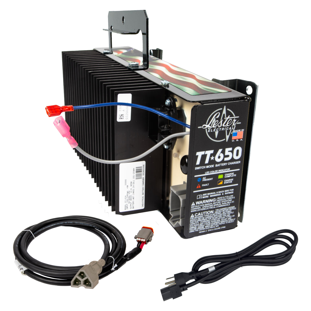 Lester TT-650W 48V Battery Charger with 3-Pin Cord for EZGO RXV & TXT