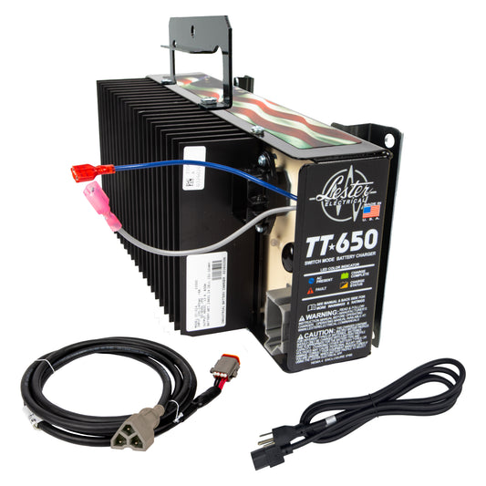 Lester TT-650W 48V Battery Charger with 3-Pin Cord for EZGO RXV & TXT