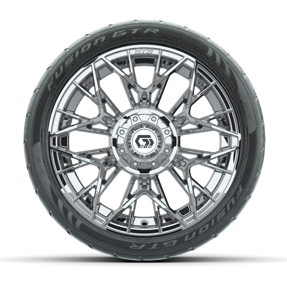 Set of (4) 14" GTW® Stellar Chrome Wheels with 205/40-R14 Fusion GTR Street Tires