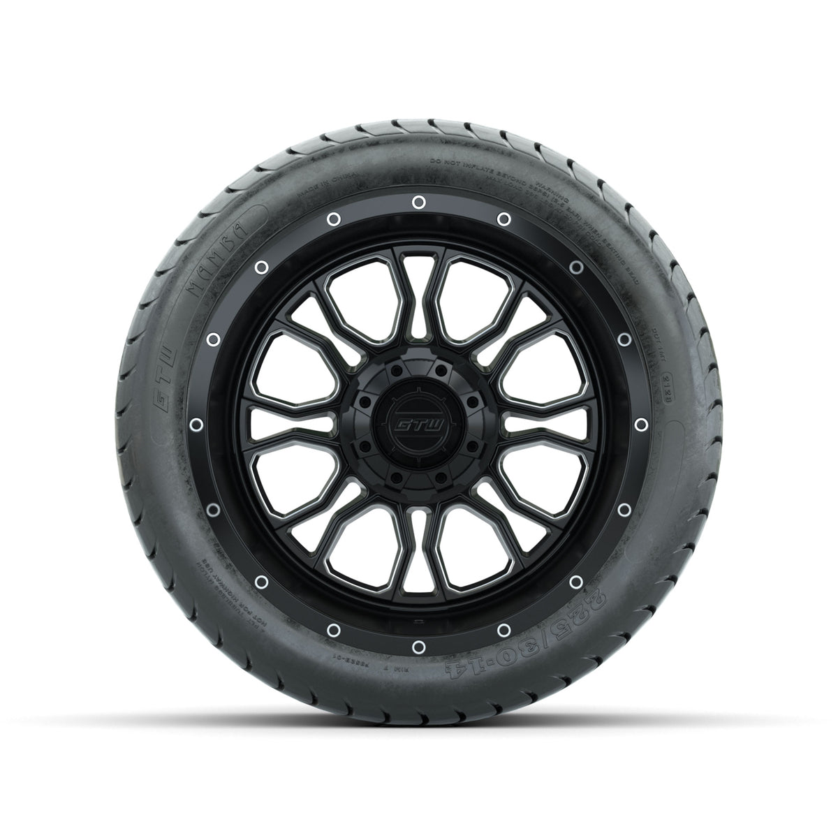Set of (4) 14" GTW® Volt Machined & Black Wheels with 225/30-14 Mamba Street Tire