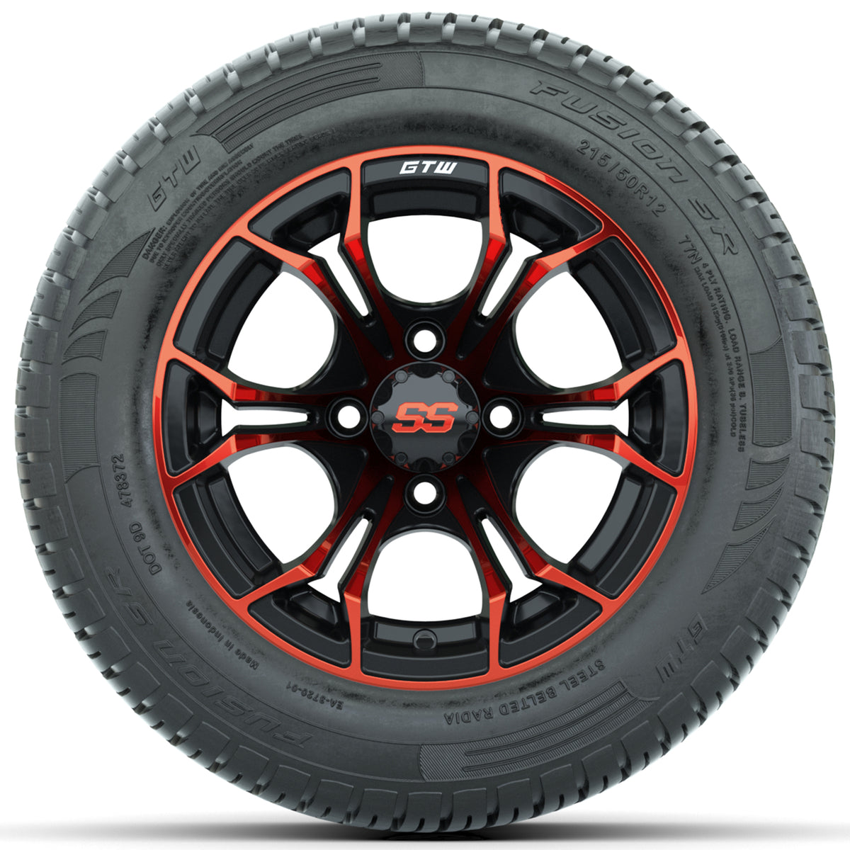 Set of (4) 12" GTW Spyder Wheels with 215/50-R12 Fusion S/R Street Tires