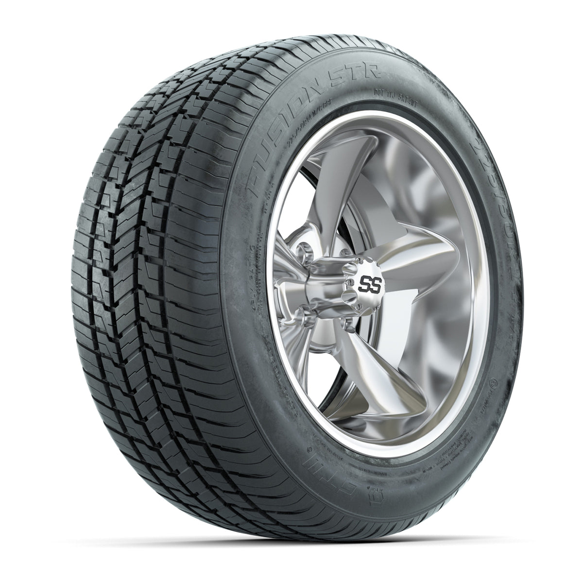 GTW® Godfather Chrome 14" Wheels with 225/50-R14 Fusion STR DOT Approved Street Tires - Full Set