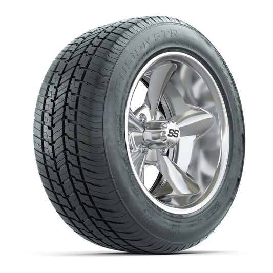 GTW® Godfather Chrome 14" Wheels with 225/50-R14 Fusion STR DOT Approved Street Tires - Full Set