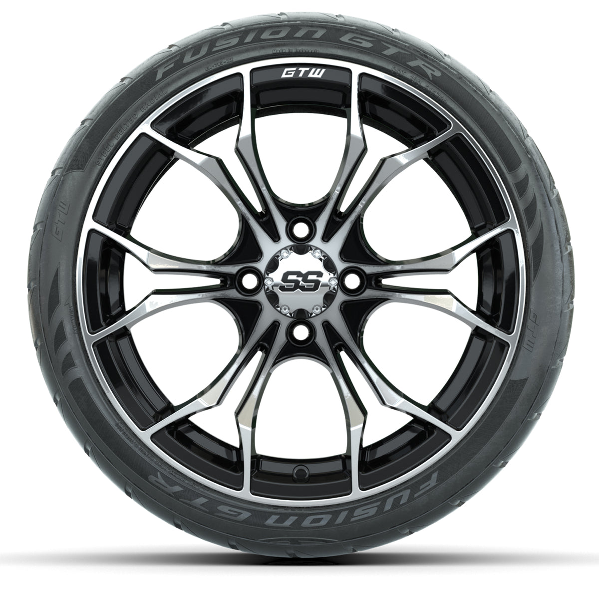 GTW Spyder Machined/Black 15" Wheels with 215/40-R15 Fusion GTR Street Tires Full Set