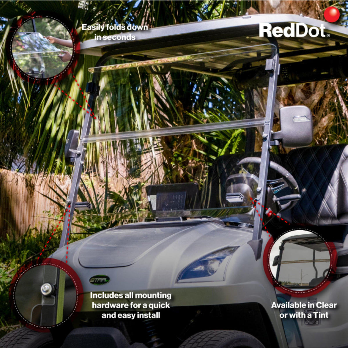 Star EV Sirius Clear Folding Windshield | 1/4" Acrylic | Made in USA