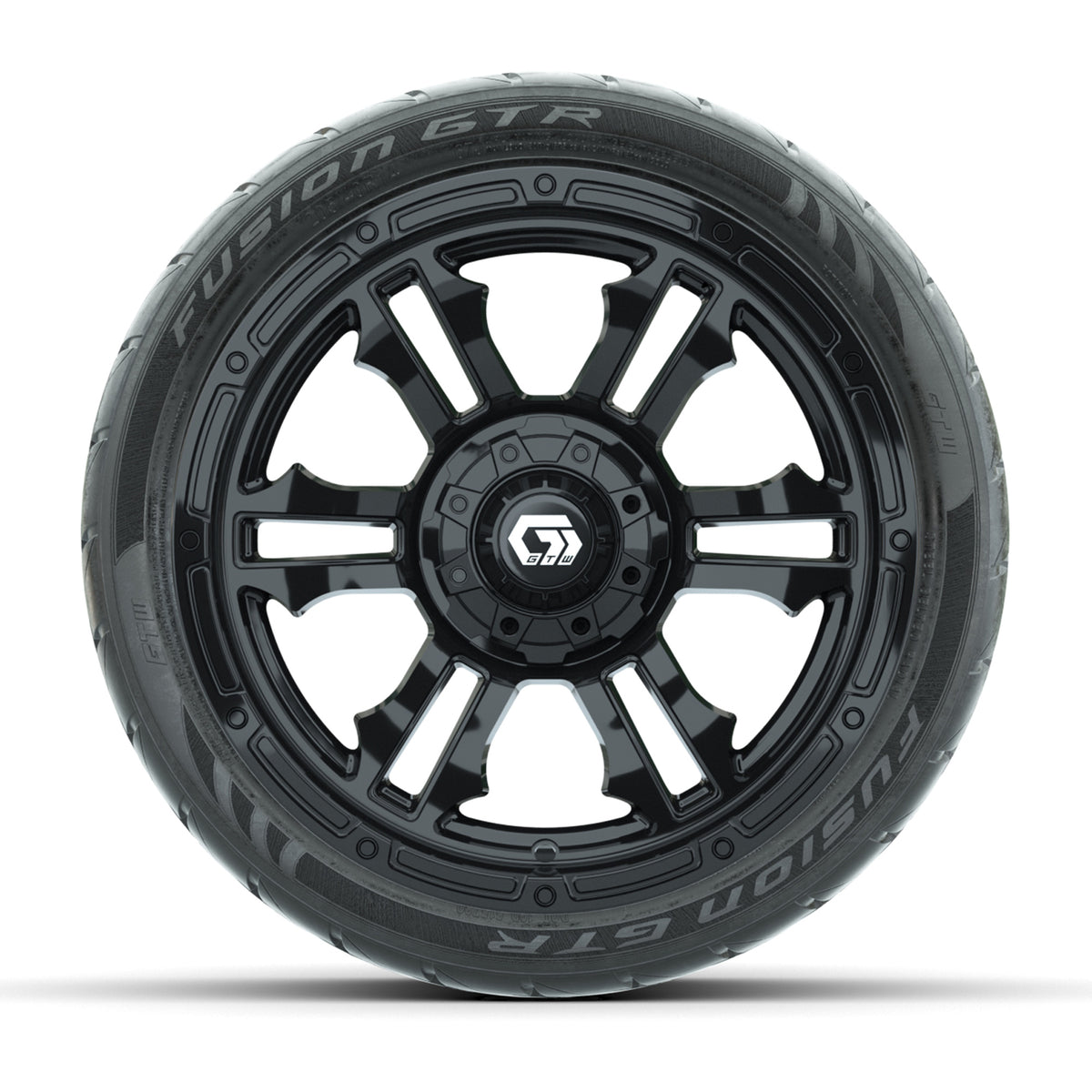 GTW® Shogun Gloss Black 14 in Wheels with 205/40-R14 Fusion GTR Steel Belted Street Tires Full Set