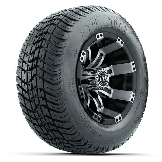 GTW Tempest Machined & Black 10" Golf Cart Wheels with 205/50-10 Mamba Street Tires – Set of 4