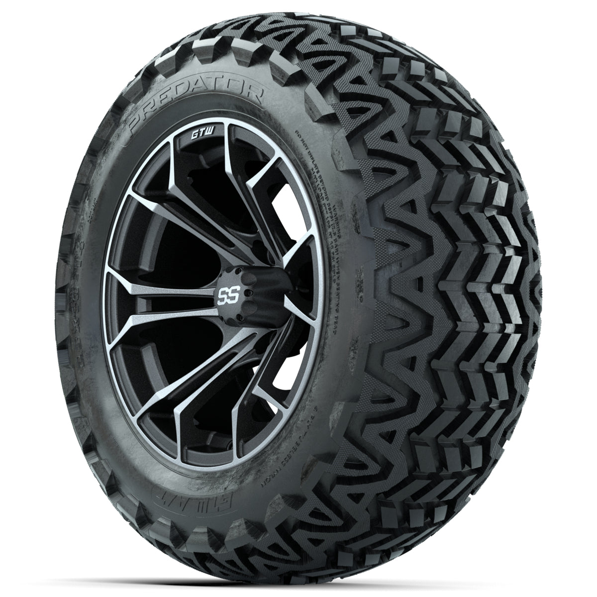 GTW Spyder Matte Grey 14 in Wheels with 23x10-14 GTW Predator All-Terrain Tires Full Set