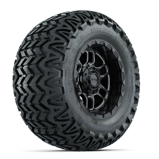 Set of (4) 12" GTW® Titan Machined & Black Wheels with 23x10.5-12 Predator All-Terrain Tires