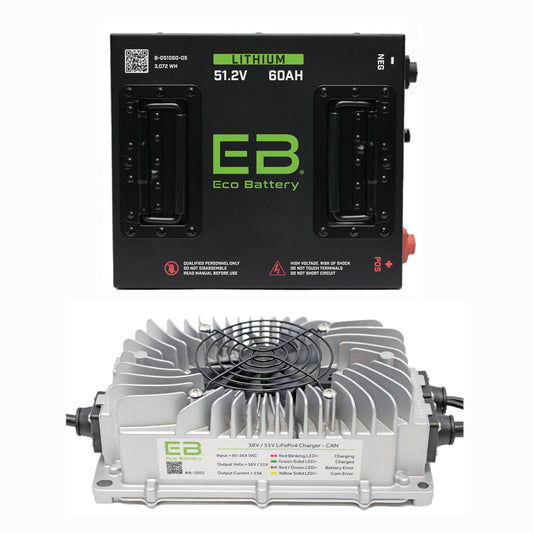 Eco Battery 51V 60Ah Lithium Golf Cart Battery Kit with Charger - Universal Cube Style