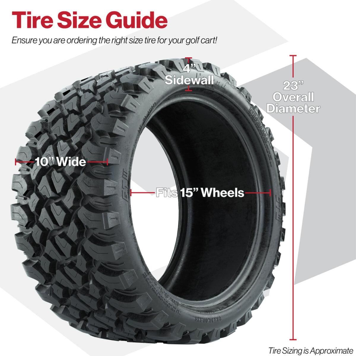 GTW® Viper Chrome 15" Wheels with 23X10-R15 Nomad Steel Belted Radial A/T Tires - Full Set