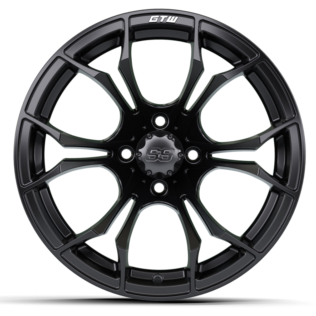 GTW Spyder 15x7 Matte Black Machined Golf Cart Wheel