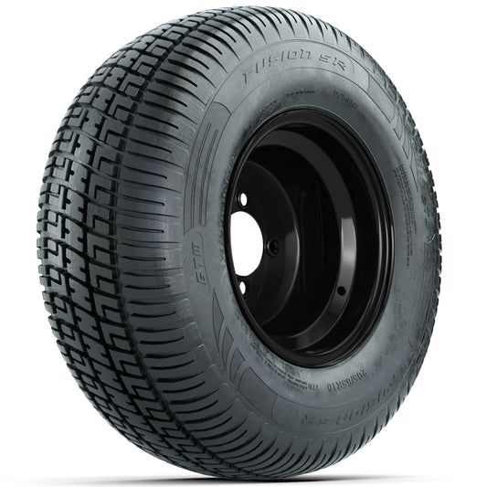 Set of (4) 10" Black Steel Offset Wheels with 205/65-10 Fusion Street Tires