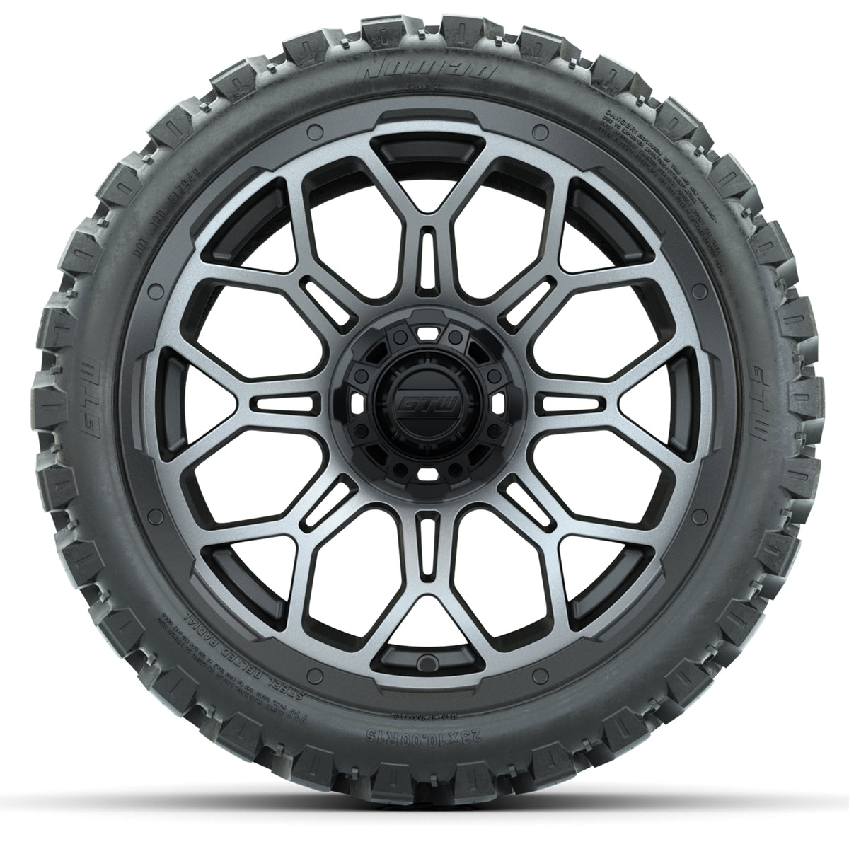 GTW Bravo Matte Gray 15" Wheels with 23x10-R15 Nomad All-Terrain Tires - Set of 4