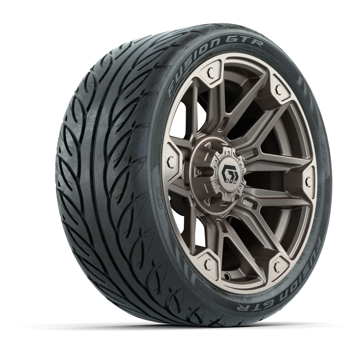 GTW® Graffiti Satin Bronze 14 in Wheels with 205/40-R14 Fusion GTR Steel Belted Street Tires Full Set
