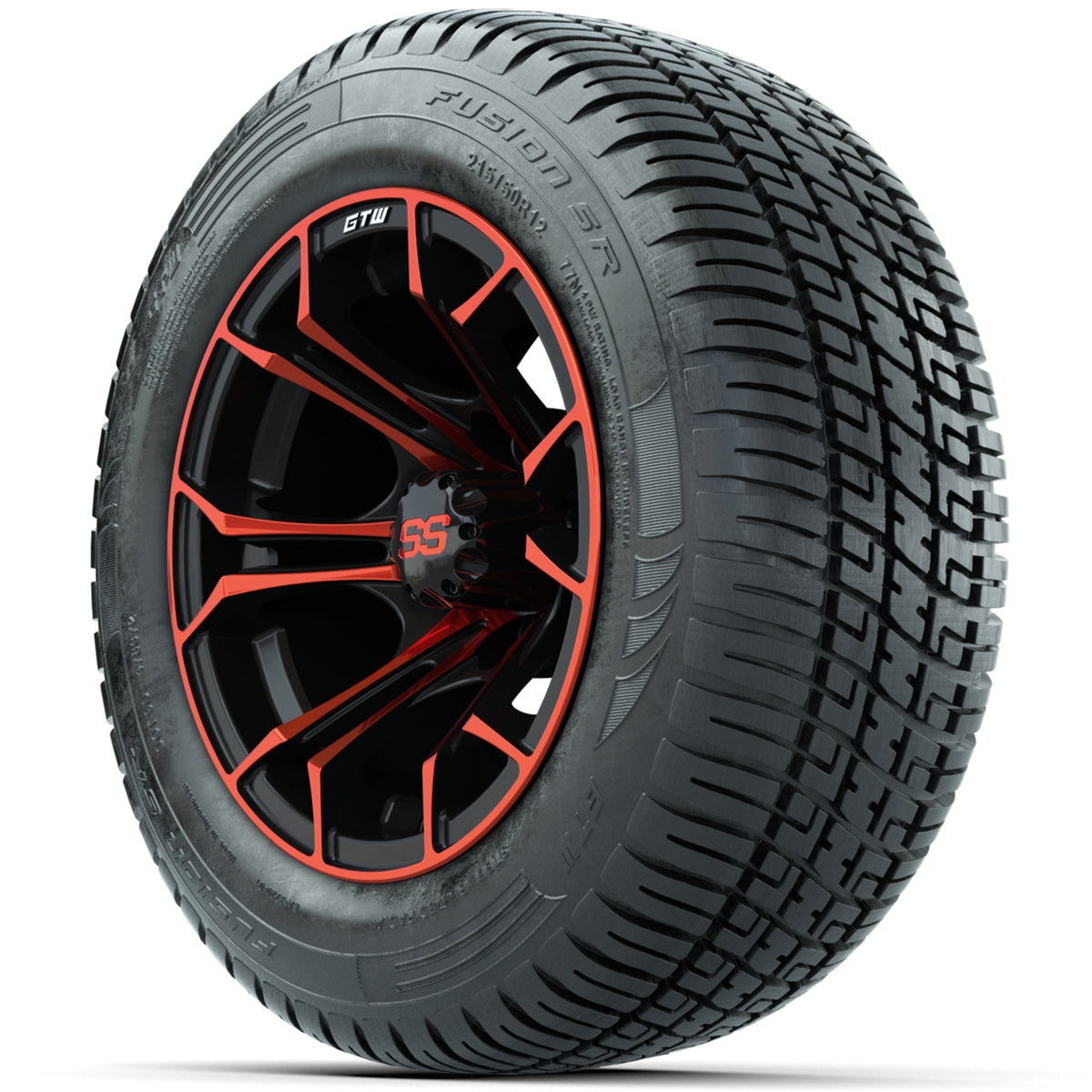 Set of (4) 12" GTW Spyder Wheels with 215/50-R12 Fusion S/R Street Tires