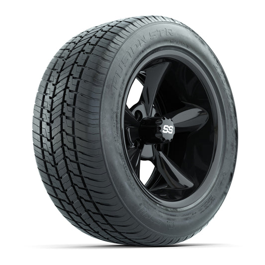 GTW® Godfather Black 14" Wheels with 225/50-R14 Fusion STR DOT Approved Street Tires - Full Set