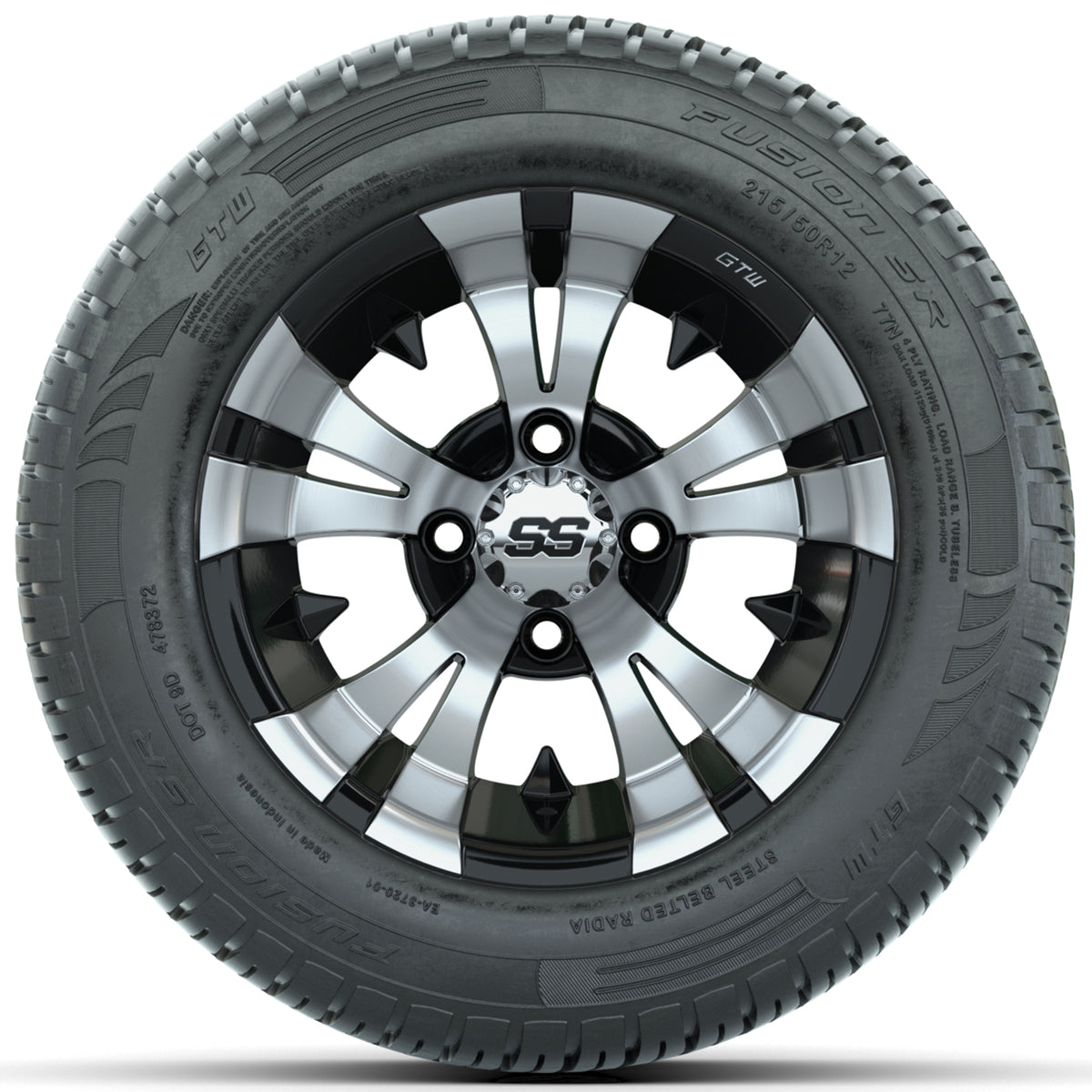 Set of (4) 12" GTW Vampire Wheels with 215/50-R12 Fusion S/R Street Tires