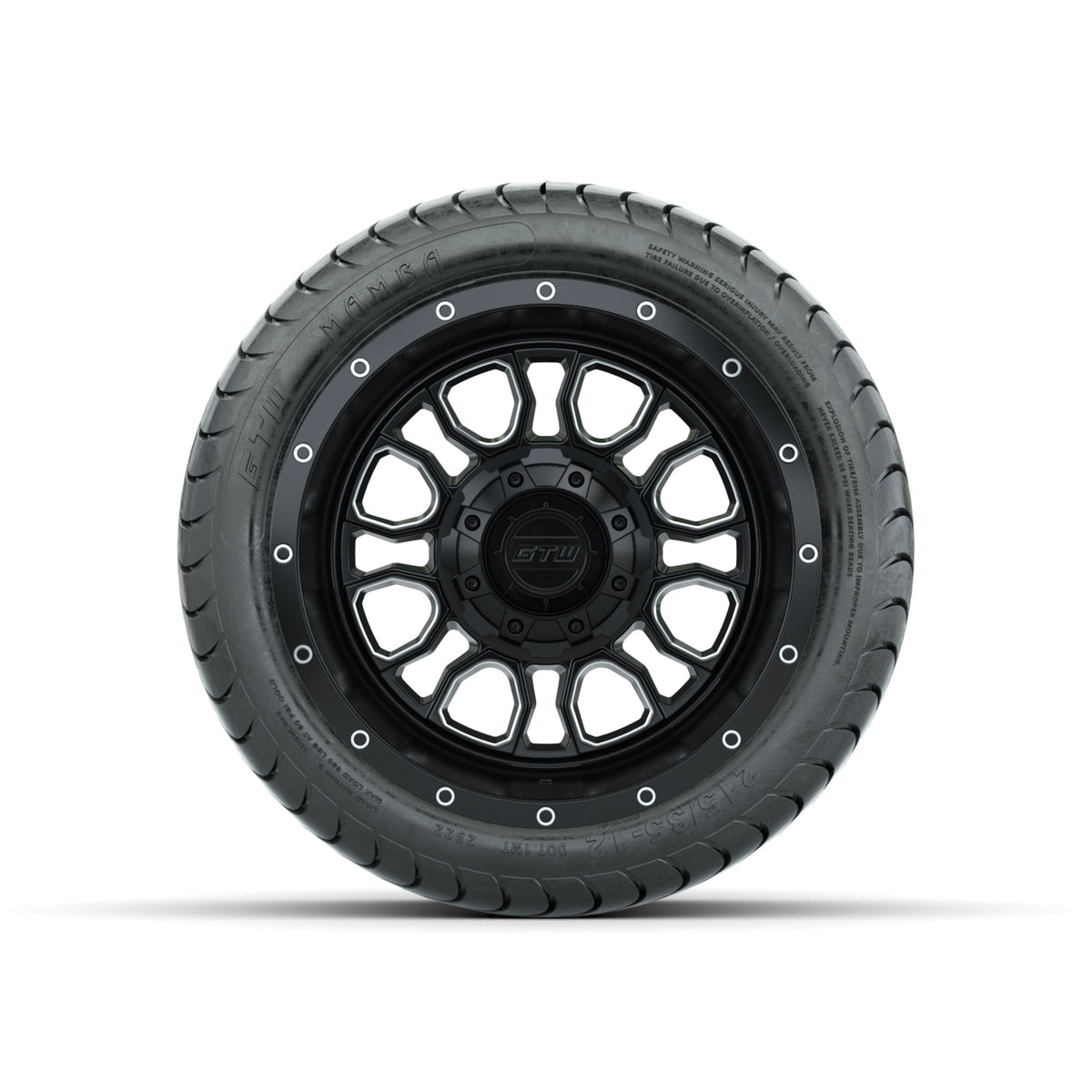 Set of (4) 12" GTW® Volt Machined & Black Wheels with 215/35-12 Mamba Street Tires