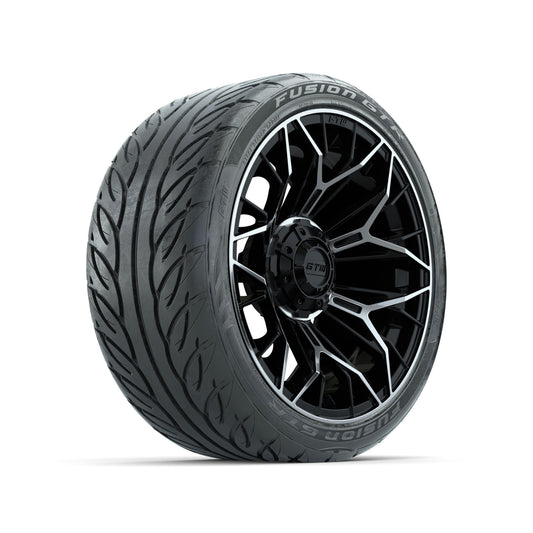 15" GTW® Stellar Machined & Black Wheels with 215/40-R15 Fusion GTR Street Tire-Set of 4