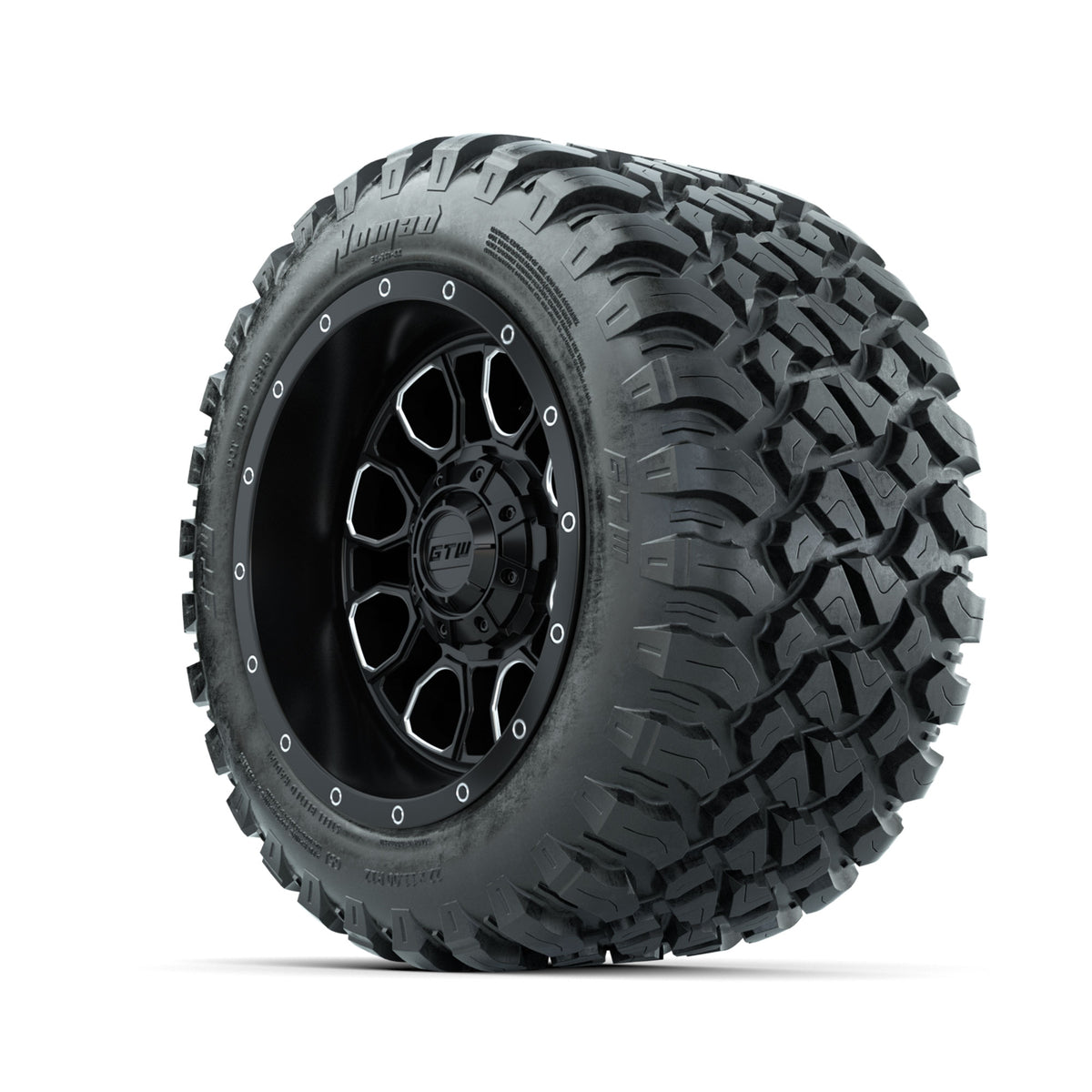 Set of (4) 12" GTW® Volt Machined & Black Wheels with 22x11-R12 Nomad All-Terrain Tires