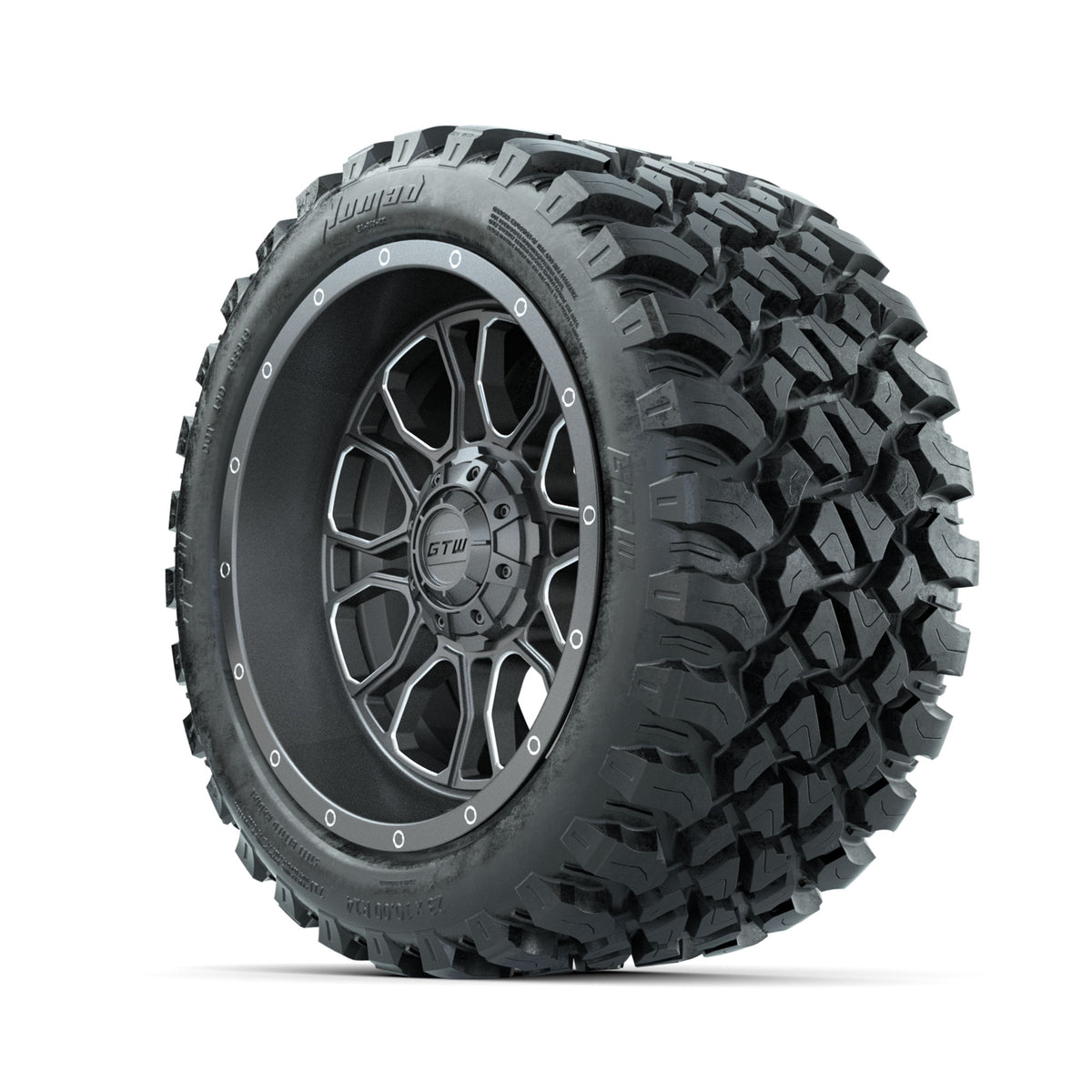 GTW Volt Gunmetal/Machined 14" Wheels with 23x10-R14 Nomad All Terrain Tires - Full Set