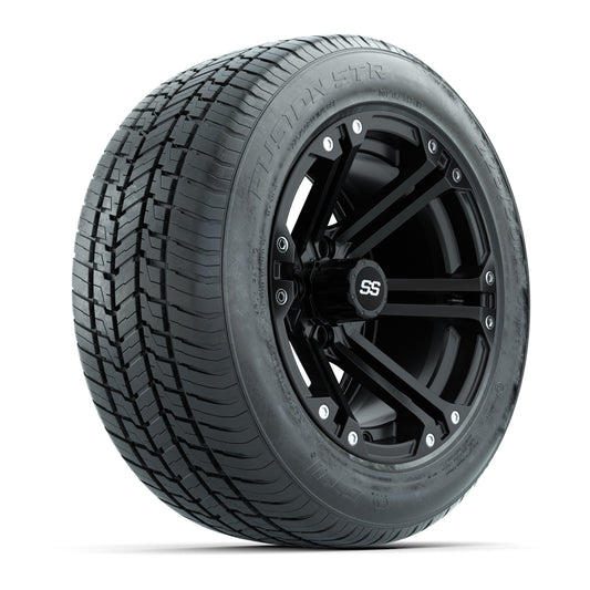 GTW® Specter Matte Black 14" Wheels with 225/50-R14 Fusion STR DOT Approved Street Tires - Full Set
