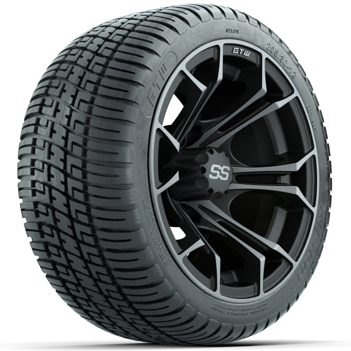 Set of (4) 12" GTW Spyder Wheels with 205/30-12 GTW Fusion Street Tires