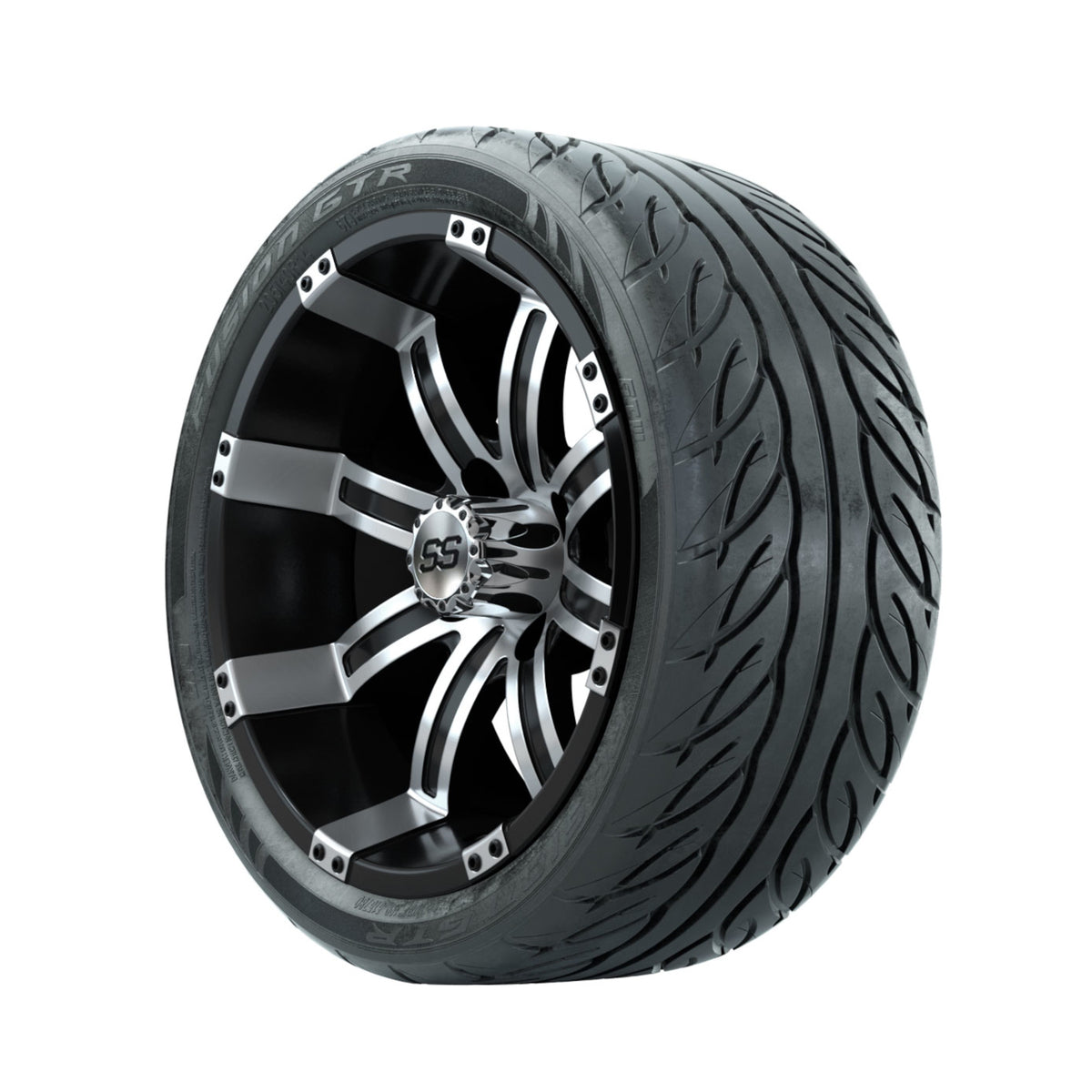 14" GTW Tempest Machined/Black Wheels with Fusion GTR Street Tires Set of 4